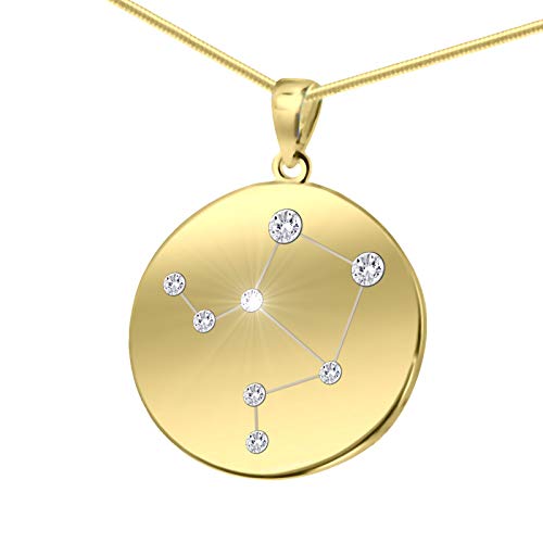 Damen massive Halskette vergoldet Silber Gold Beschichtet Swarovski Elements Sternzeichen-Anhänger Waage längen-verstellbar Geschenkverpackung Partner Geschenke von LILLY MARIE