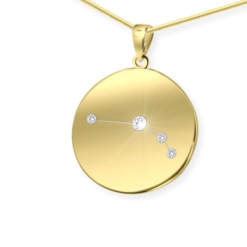 Damen massive Halskette vergoldet Silber Gold Beschichtet Swarovski Elements Sternzeichen-Anhänger Widder längen-verstellbar Schmucketui Geschenk Beste Freundin von LILLY MARIE