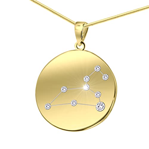 Damen massive Halskette vergoldet Silber Vergoldet Swarovski Elements Sternzeichen-Anhänger Löwe längen-verstellbar Geschenkverpackung Frauen Geschenk von LILLY MARIE