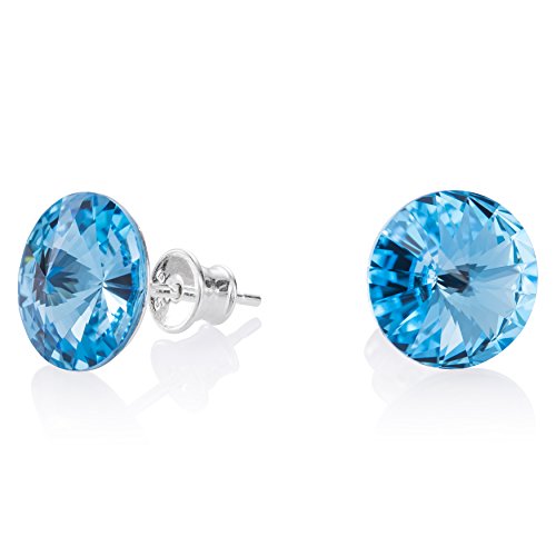 Damen Damenohrringe Sterling-Silber 925 hell-blau Swarovski Elements Rund Schmuck-Beutel Geschenkideen für die Frau von LillyMarie