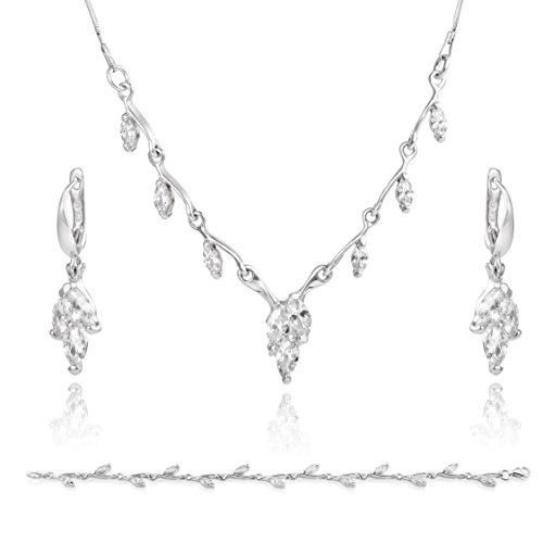 Damen Silber-Schmuckset 3tlg Sterling-Silber 925 Zirkonia-Steine Glitzer farblos längen-verstellbar Schmucketui Hochzeitsschmuck von LillyMarie