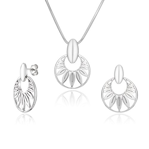 Damen Schmuck Set Silber 925 Anhänger Blättermotiv längen-verstellbar Schmucketui Kleine Geschenke für Frauen von LillyMarie