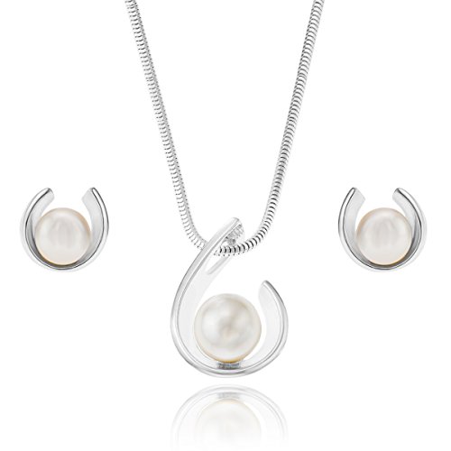 LILLY MARIE Damen Schmuckset Silber 925 Mit Perlen Anhänger Und Ohrringe von LILLY MARIE