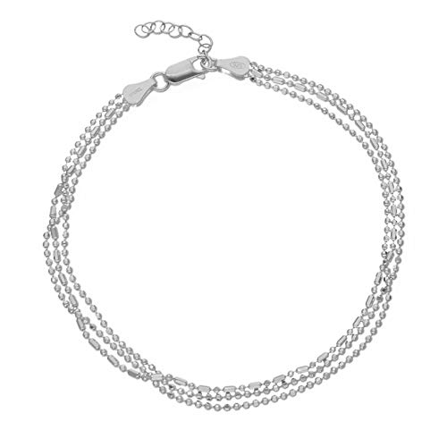 LILLY MARIE Damen Mädchen Silber-Fusskette Sterling-Silber 925 silber längen-verstellbar Satin-Beutel Geschenk für Freundin von LILLY MARIE