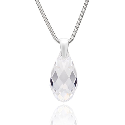 Damen Kette Silber 925 Swarovski Elements Tropfen-Anhänger klar längen-verstellbar Geschenkverpackung Geschenkideen für die Frau von LILLY MARIE