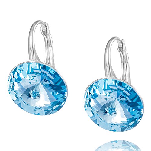 Damen Damenohrringe echt Silber 925 hell-blau Swarovski Elements Rund Geschenkverpackung Geschenk Beste Freundin von LillyMarie