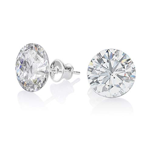 Damen Runde Silberohrringe Mit Strahlenden Kristallen Aus 925 Sterling von LILLY MARIE