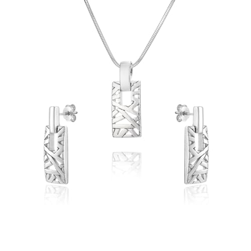 LillyMarie Schmuckset Aus Sterling Silber Mit Rechteckigem Anhänger Und Ohrstecker Für Frauen von LILLY MARIE