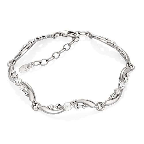 Damen Silberarmband Silber 925 Swarovski Elements Kristalle Welle längen-verstellbar Schmucketui Brautschmuck von LILLY MARIE