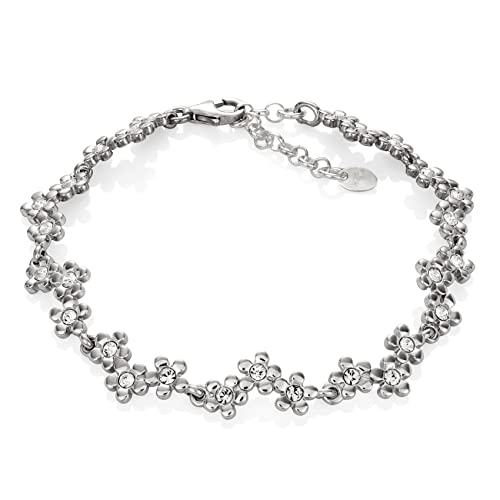 Damen Armkette Silber 925 Swarovski Elements Kristalle Blumen längen-verstellbar Geschenkverpackung Brautschmuck von LILLY MARIE