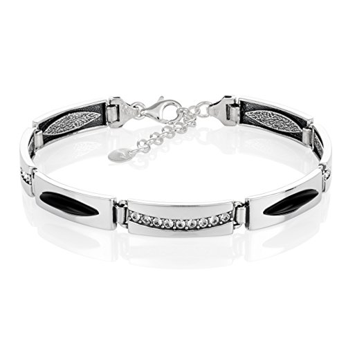 Damen Silberarmband echt Silber 925 Onyx Swarovski Elements schwarz Länge flexibel Geschenkverpackung Geschenk Beste Freundin von LILLY MARIE