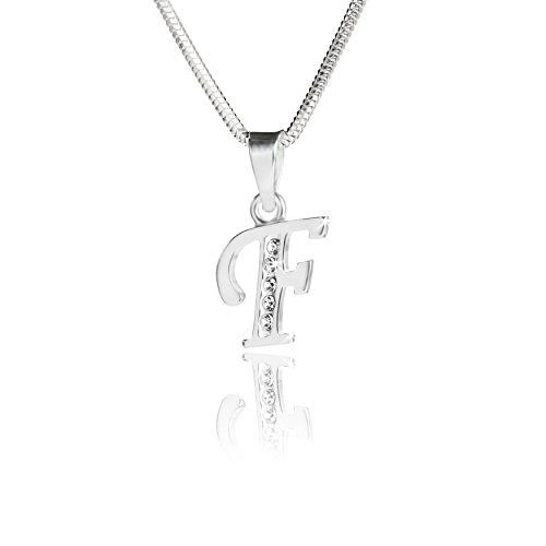 LILLY MARIE Silberne Damen Halskette Mit Buchstaben-Anhänger Und Kristallverzierung von LILLY MARIE