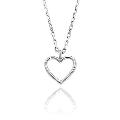 Damen feine Silberkette Sterling-Silber 925 offenes Herz-Anhänger längen-verstellbar Schmuck-Beutel Kleine Geschenke von LILLY MARIE