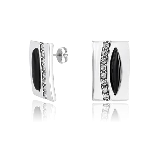 Damen Ohrstecker Sterling-Silber 925 schwarz Onyx Eckig Geschenkverpackung Geschenk Beste Freundin von LILLY MARIE