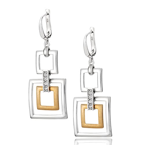 Damen Silberohrringe Silber Gold Beschichtet Eckig hängend Geschenkverpackung Geschenk für Freundin von LILLY MARIE