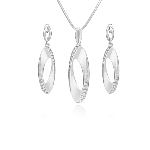 LILLY MARIE Luxuriöses Silber Schmuckset Mit Verstellbarer Kette Und Kristall-Einlage von LILLY MARIE