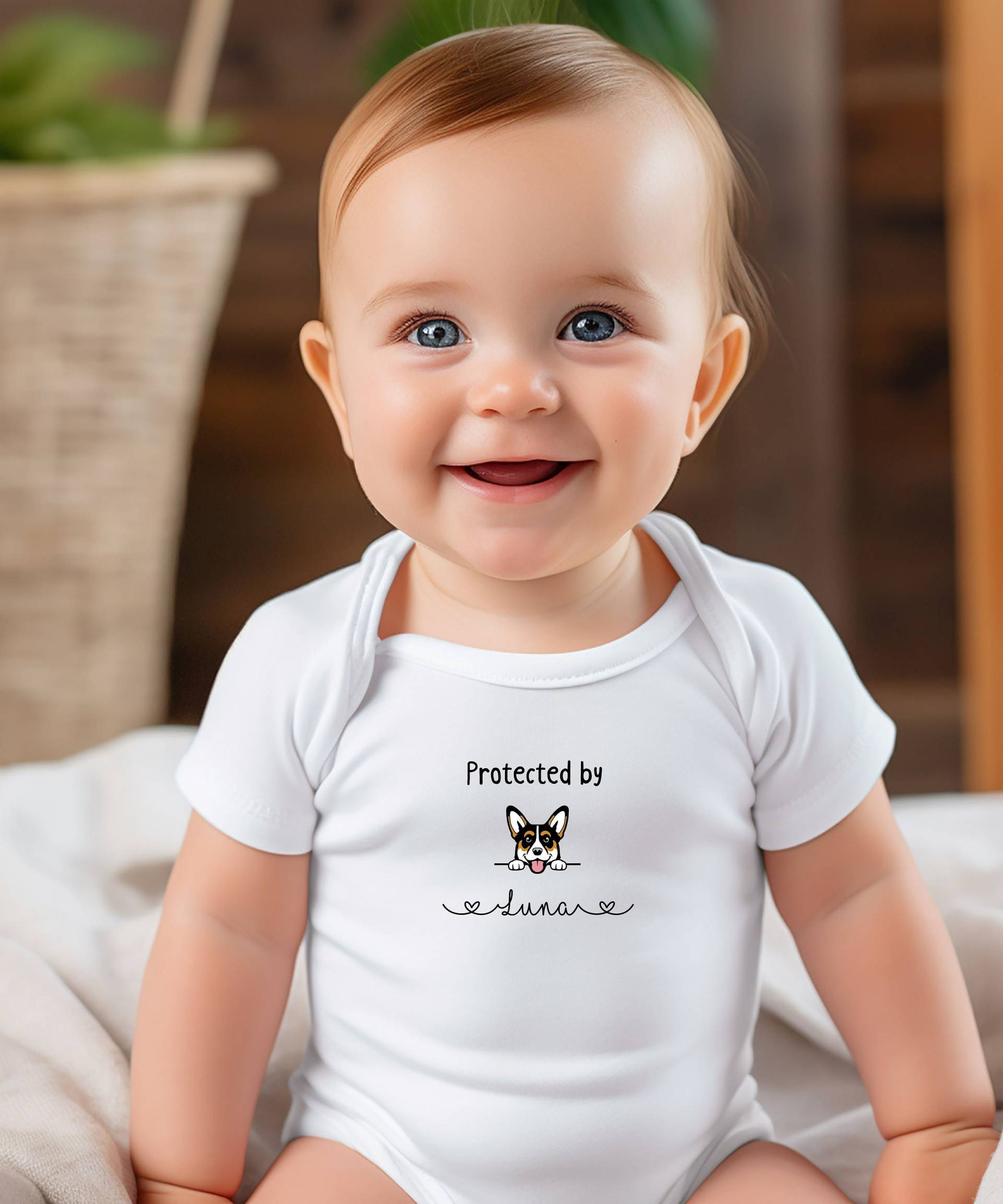 Baby-Dusche-Geschenk, Geschützt Durch Haustiere, Benutzerdefinierte Hunde Body, Personalisierte Baby-Geschenk, Hunderassen, Bodysuit Hunde, Baby von LillyPillyGifts