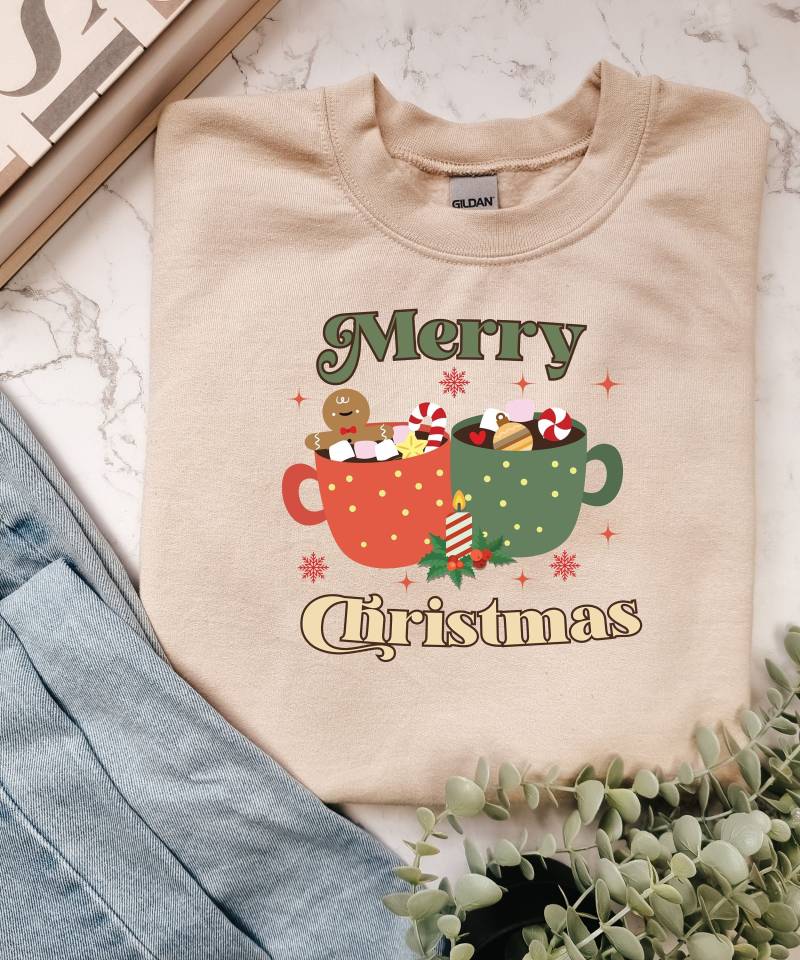 Weihnachten Sweatshirt, Weihnachtskaffee Frauen Frauen, Frohe Rundhalsausschnitt von LillyPillyGifts
