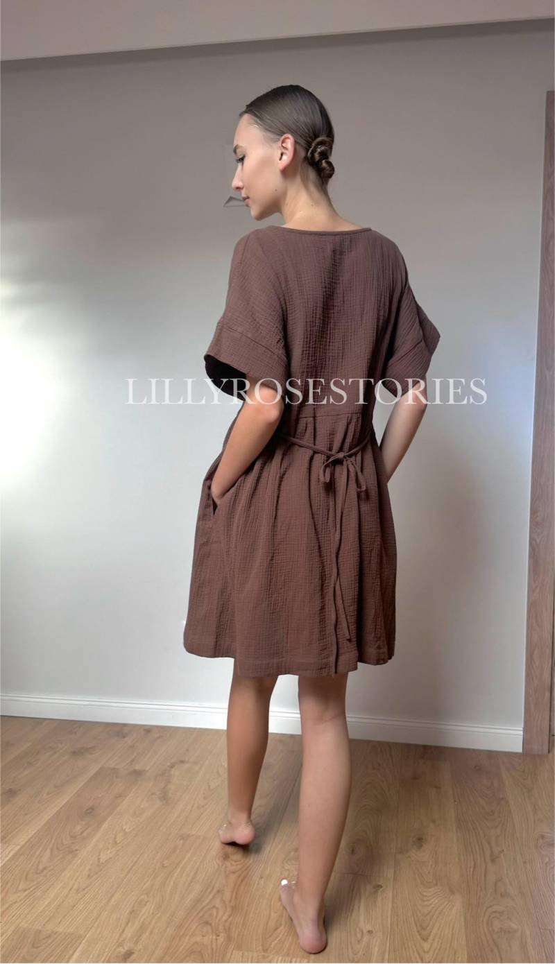 Sommerkleid, Kurzarm-Musselin-stoff, Für Frauen, Plus Größe, Lockere Passform von LillyRoseStories