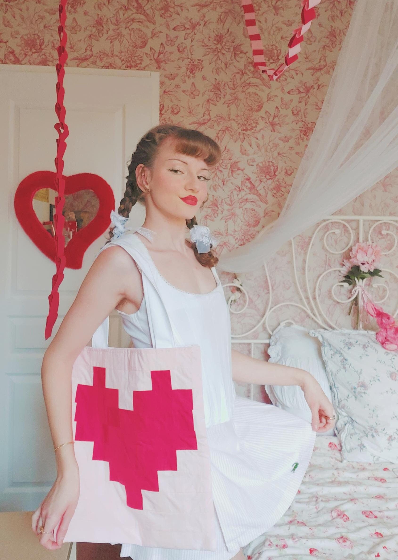Leder, Patchworkstoff Von Saint-Valentin, Totebag Février von LillyTalesandWonders