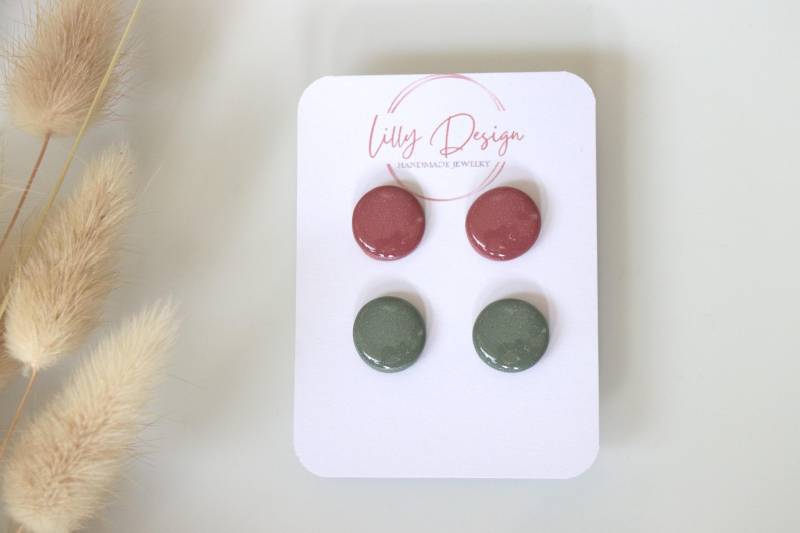 2 Paar Ohrstecker, 14mm Polymer Clay Handgemacht, Geschenke Ideen Für Sie von LillydesignDE