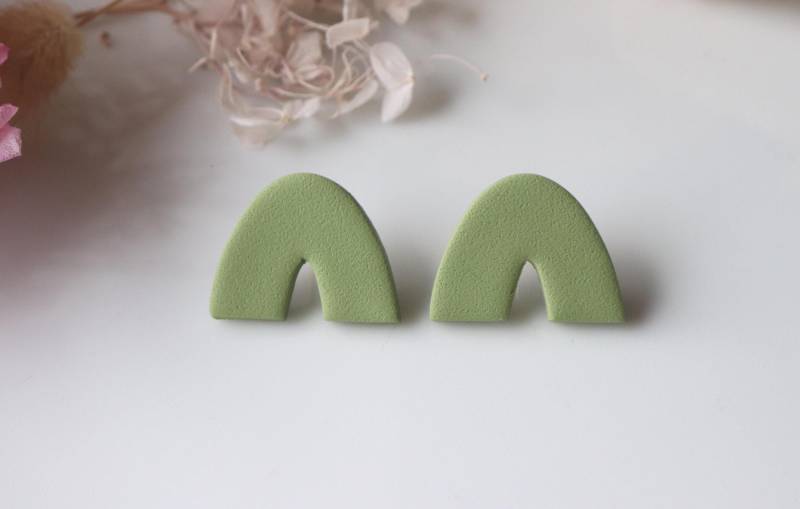 Bogen Ohrstecker 20mmx26mm, Grün, Polymer Clay, Handgemacht, Geschenke Ideen Für Sie von LillydesignDE