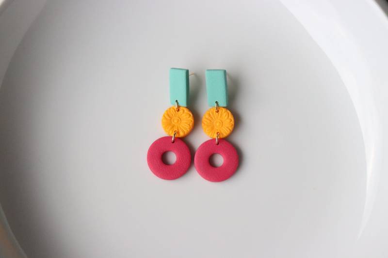 Bunte Handgemachte Polymer Clay Ohrringe von LillydesignDE