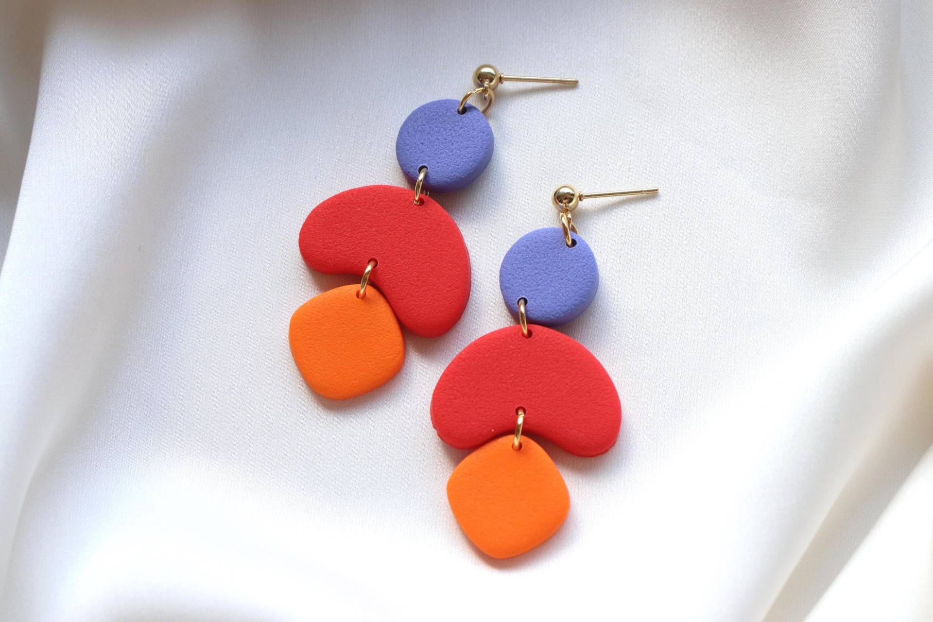 Bunte Ohrringe, Handgemachte Polymer Clay Hängeohrringe von LillydesignDE