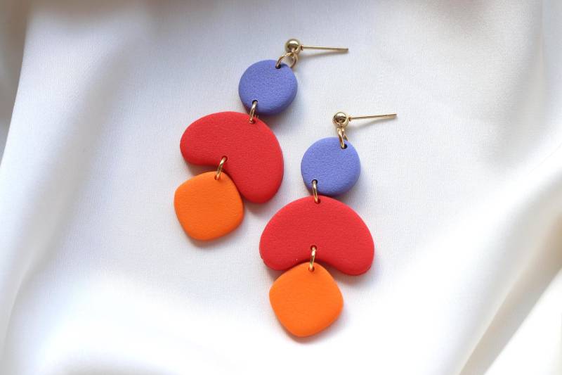 Bunte Ohrringe, Handgemachte Polymer Clay Hängeohrringe von LillydesignDE