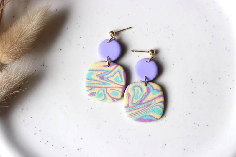 Bunte Ohrringe, Handgemachte Polymer Clay Ohrringe von LillydesignDE
