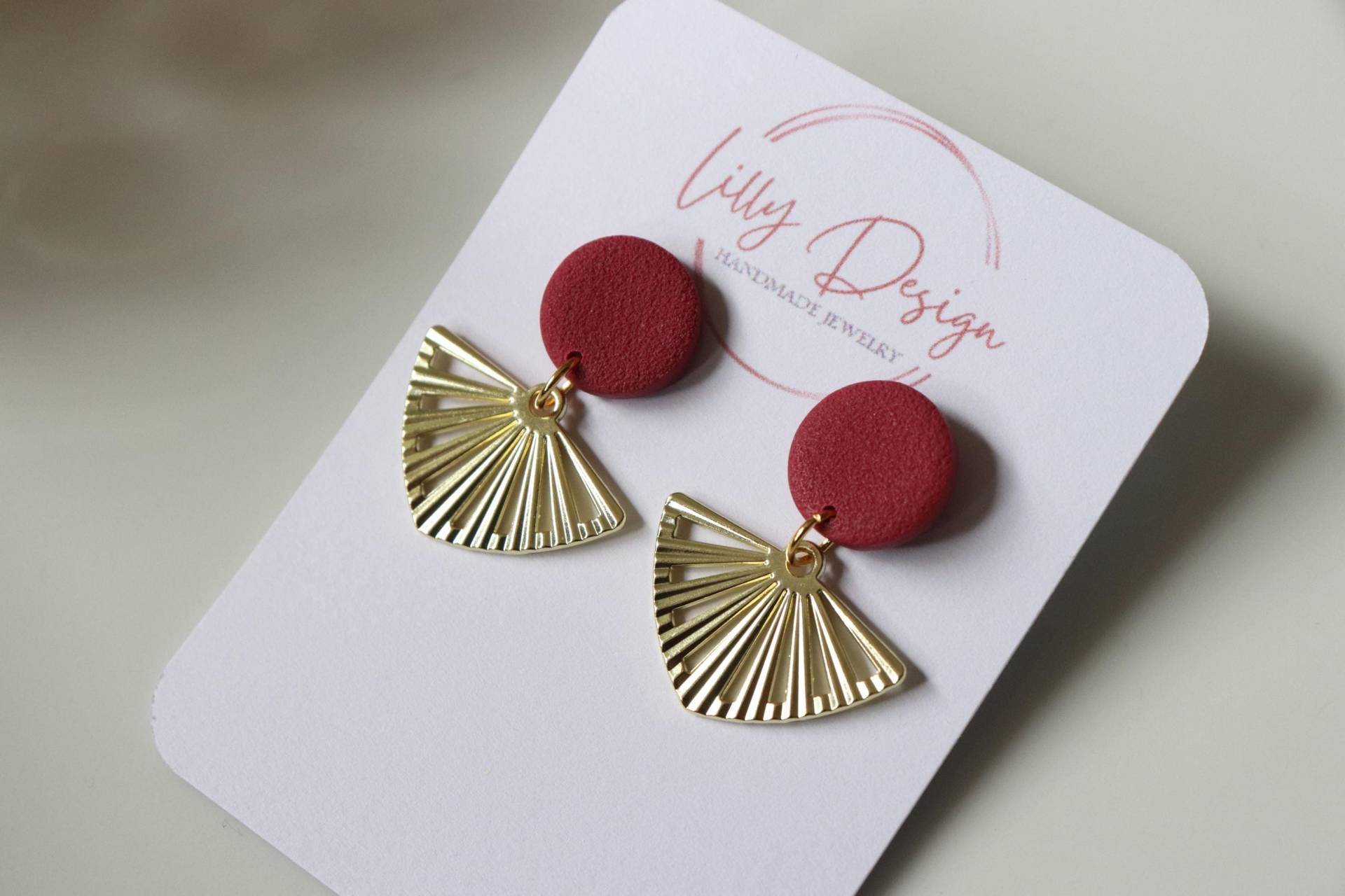 Burgunderrot Ohrringe, Legierung, Handgemachte Polymer Clay Ohrringe von LillydesignDE