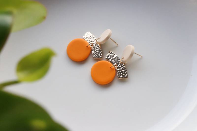 Creme-Gelb Polymer Clay Ohrringe von LillydesignDE