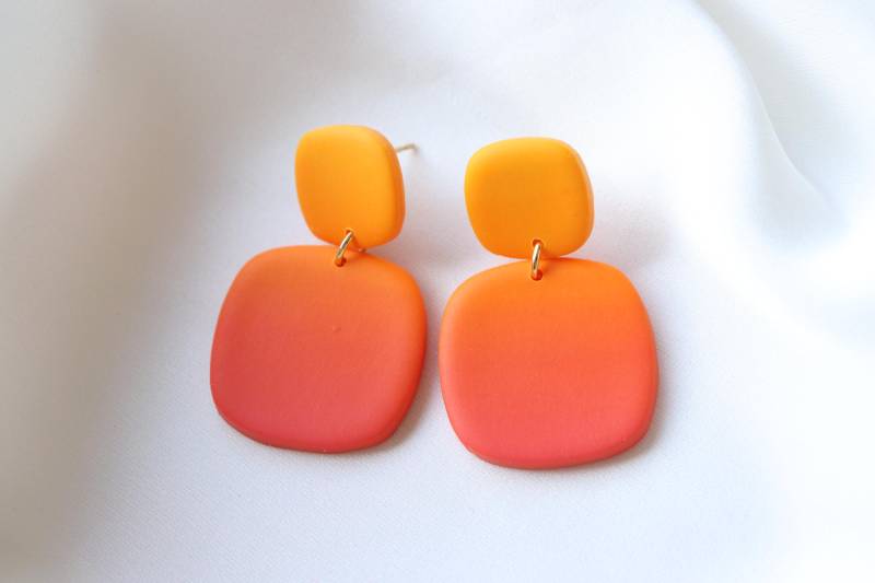 Gelb-Orange Polymer Clay Ohrringe, Handgemacht von LillydesignDE