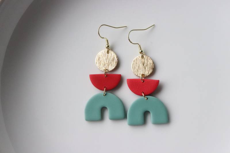 Handgemachte Polymer Clay Ohrringe, Messing, Ohrringe Lang von LillydesignDE