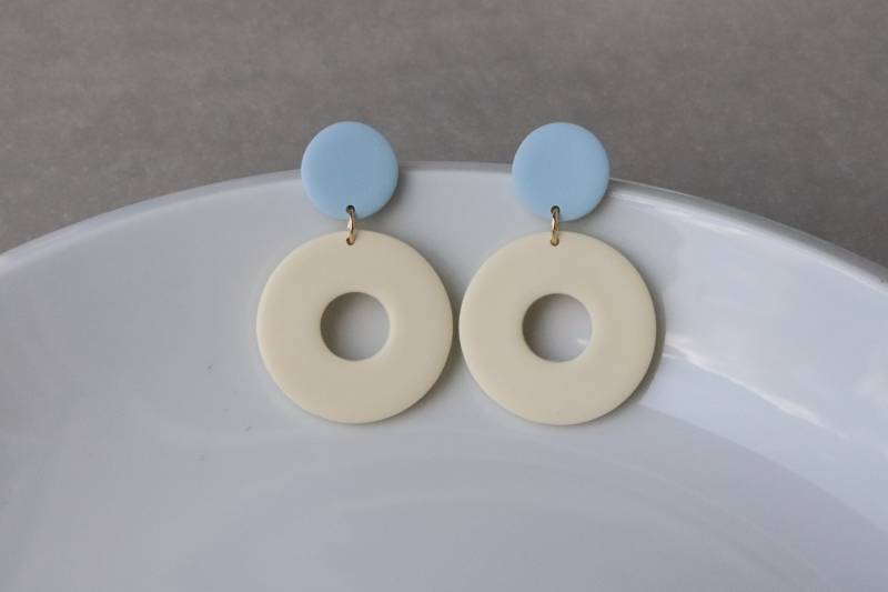 Hellblau Und Hellgelb Polymer Clay Ohrringe von LillydesignDE
