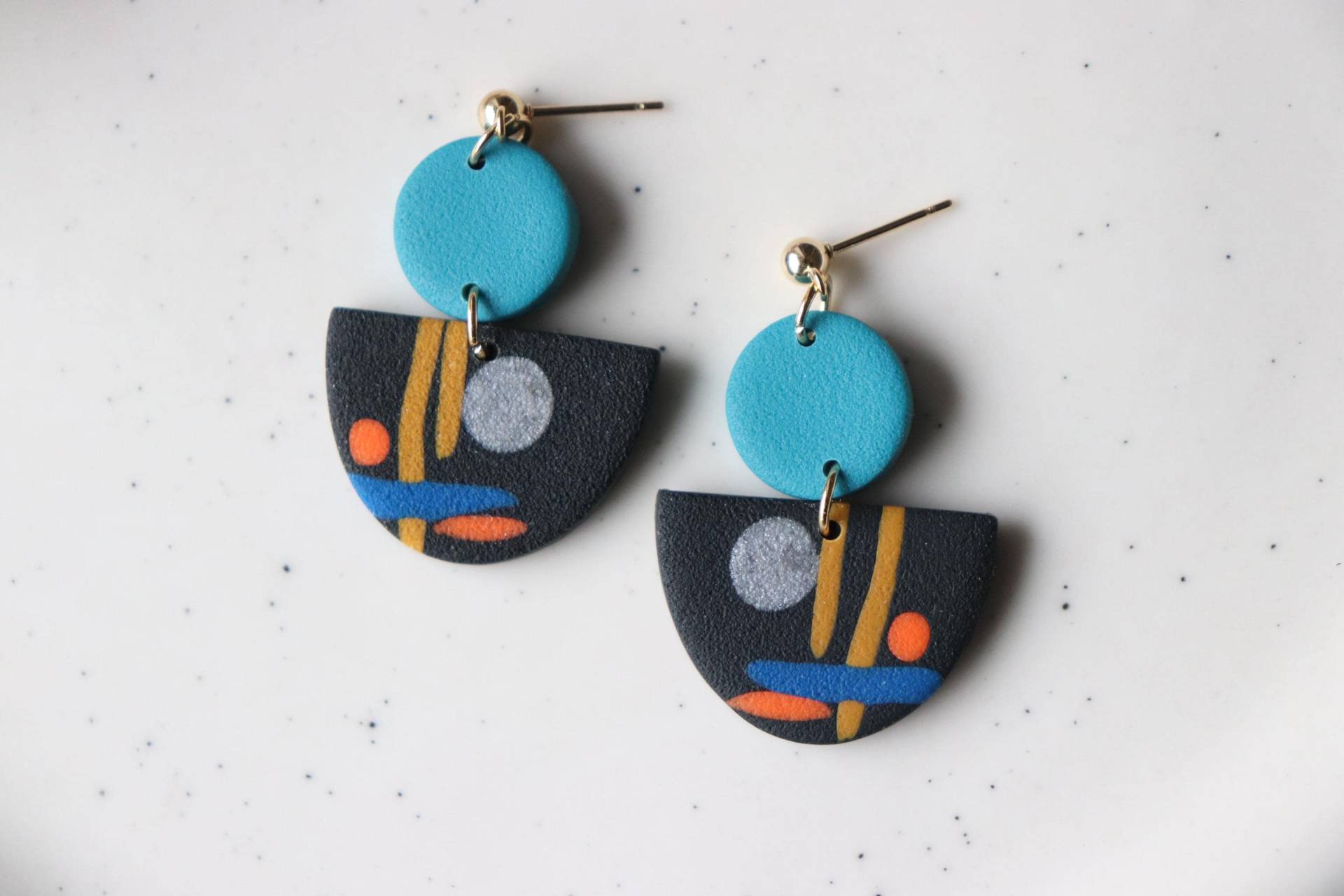 Mehrfarbige Ohrringe, Polymer Clay, Edelstahl, Handgemacht von LillydesignDE