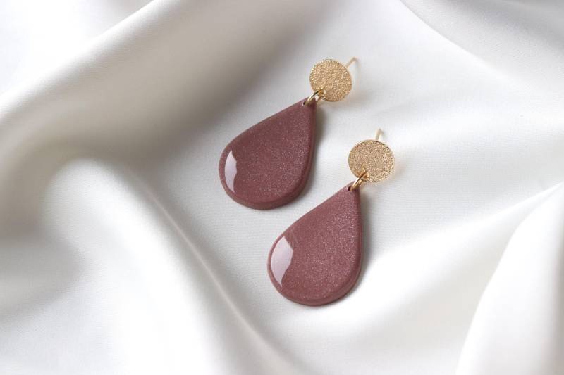 Ohrringe, Polymer Clay, 18K Vergoldetes Messing, Handgemacht von LillydesignDE