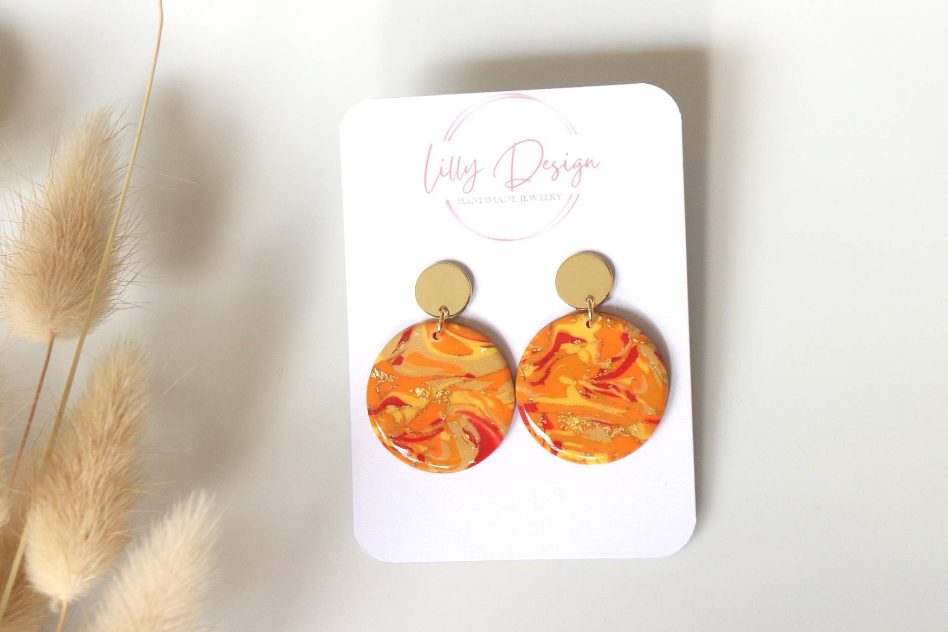 Ohrringe, Polymer Clay, 18K Vergoldetes Messing, Handgemacht von LillydesignDE