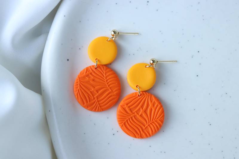 Orange-Gelb Ohrringe, Handgemachte Polymer Clay Ohrringe von LillydesignDE