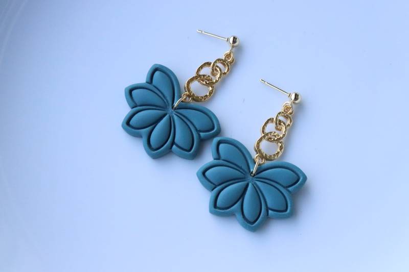 Petrol Polymer Clay Handgemachte Ohrringe von LillydesignDE