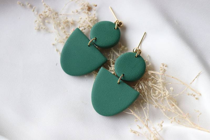 Polymer Clay Hängeohrringe, Handgemachte Ohrringe, Grüne Ohrringe von LillydesignDE