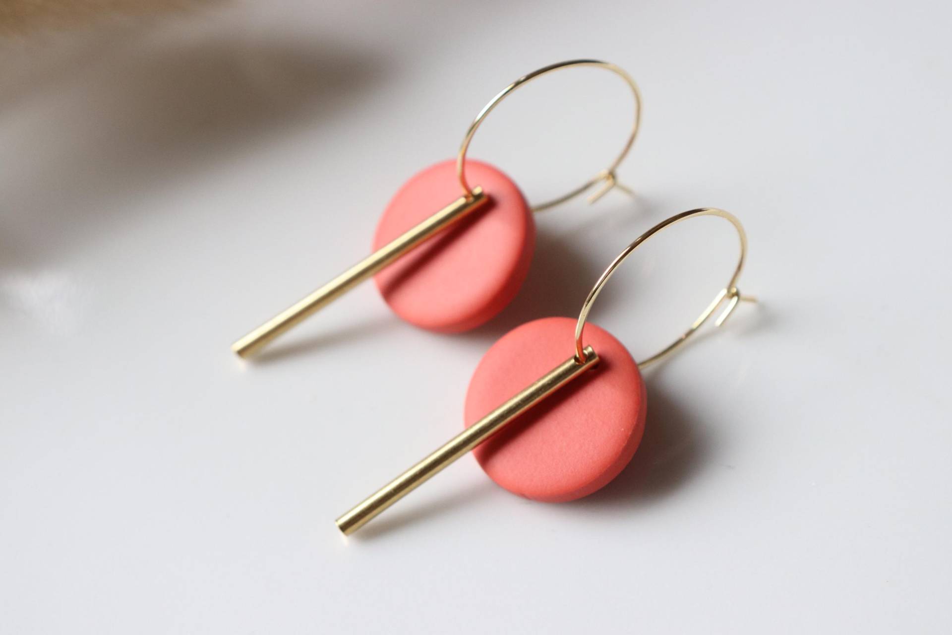 Polymer Clay Mit Messing Creolen Ohrringe, Handgemachte Ohrringe von LillydesignDE