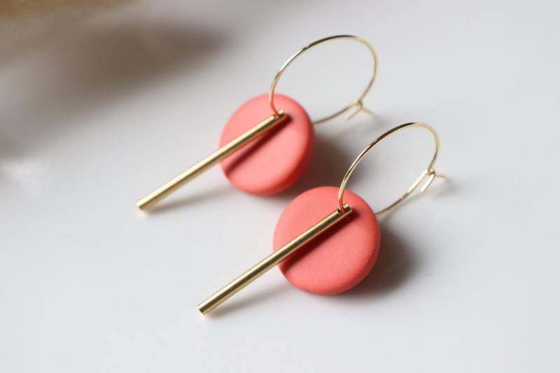 Polymer Clay Mit Messing Creolen Ohrringe, Handgemachte Ohrringe von LillydesignDE
