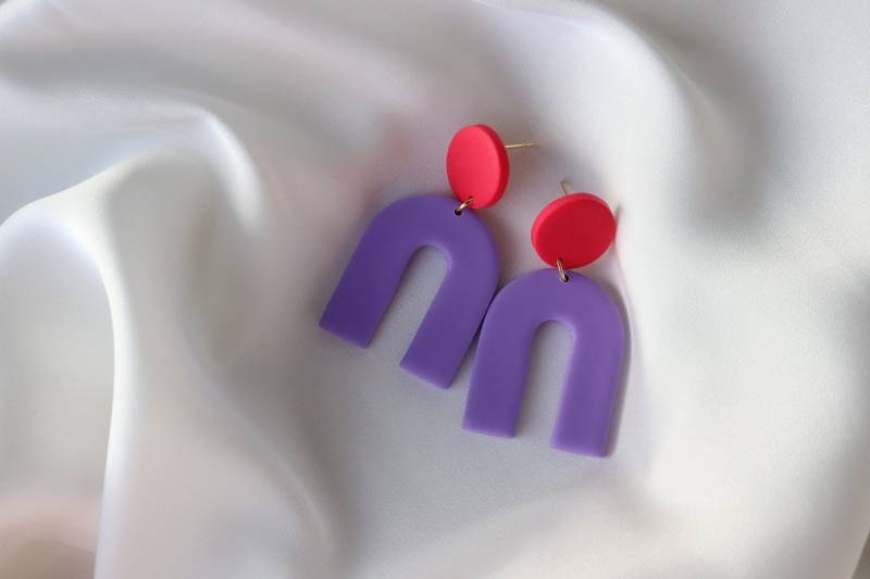 Polymer Clay Ohrringe, Pink-Lila Handgemachte Ohrringe von LillydesignDE