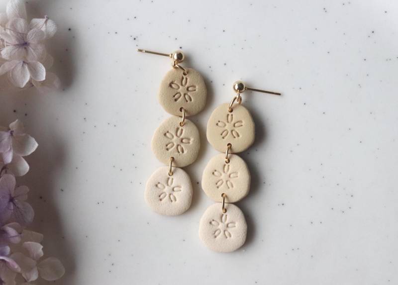 Polymer Clay Ohrringe, Sanddollar, Handgemacht von LillydesignDE