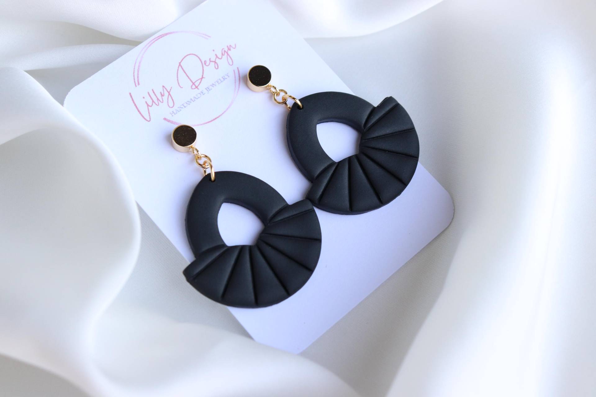 Schwarze Polymer Clay Ohrringe, Handgemacht, Ohrhänger, Geschenke Für Sie von LillydesignDE