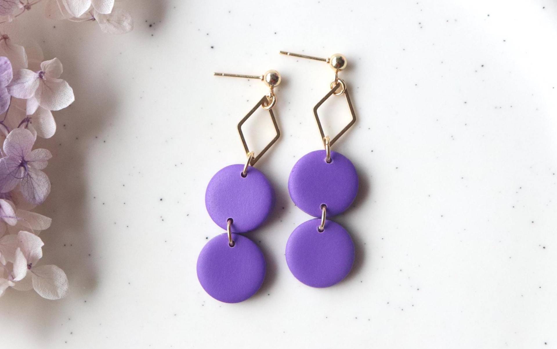 Violett Ohrringe, Polymer Clay Damen Ohrhänger von LillydesignDE