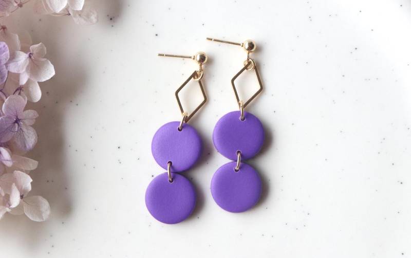 Violett Ohrringe, Polymer Clay Damen Ohrhänger von LillydesignDE