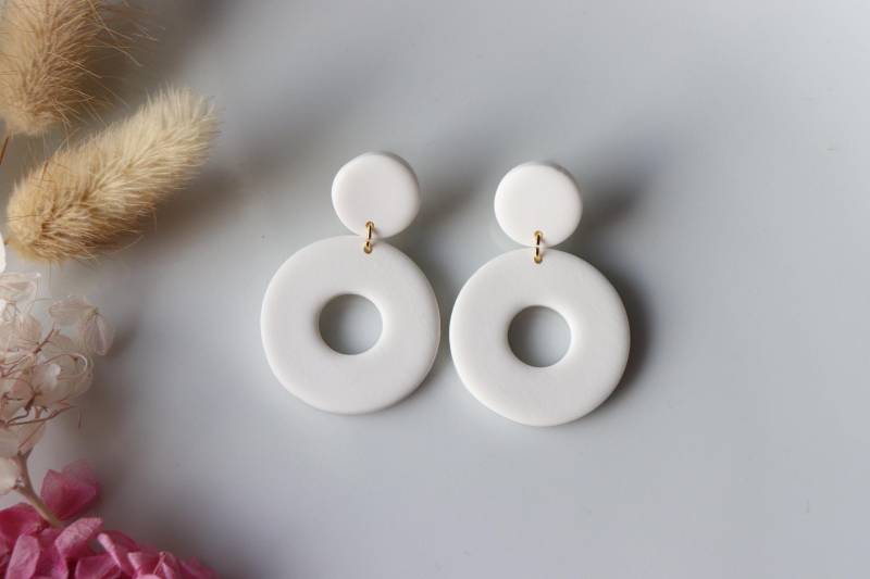 Weiße Ohrringe, Handgemachte Polymer Clay Ohrringe von LillydesignDE