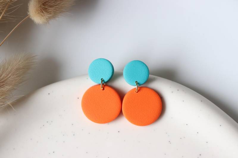Zweifarbige Ohrringe, Polymer Clay, Handgemacht, Geschenke Für Sie von LillydesignDE